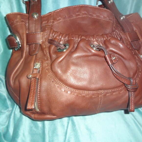 Brown Leather B. Makowsky Shoulder Bag - Picture 2 of 6